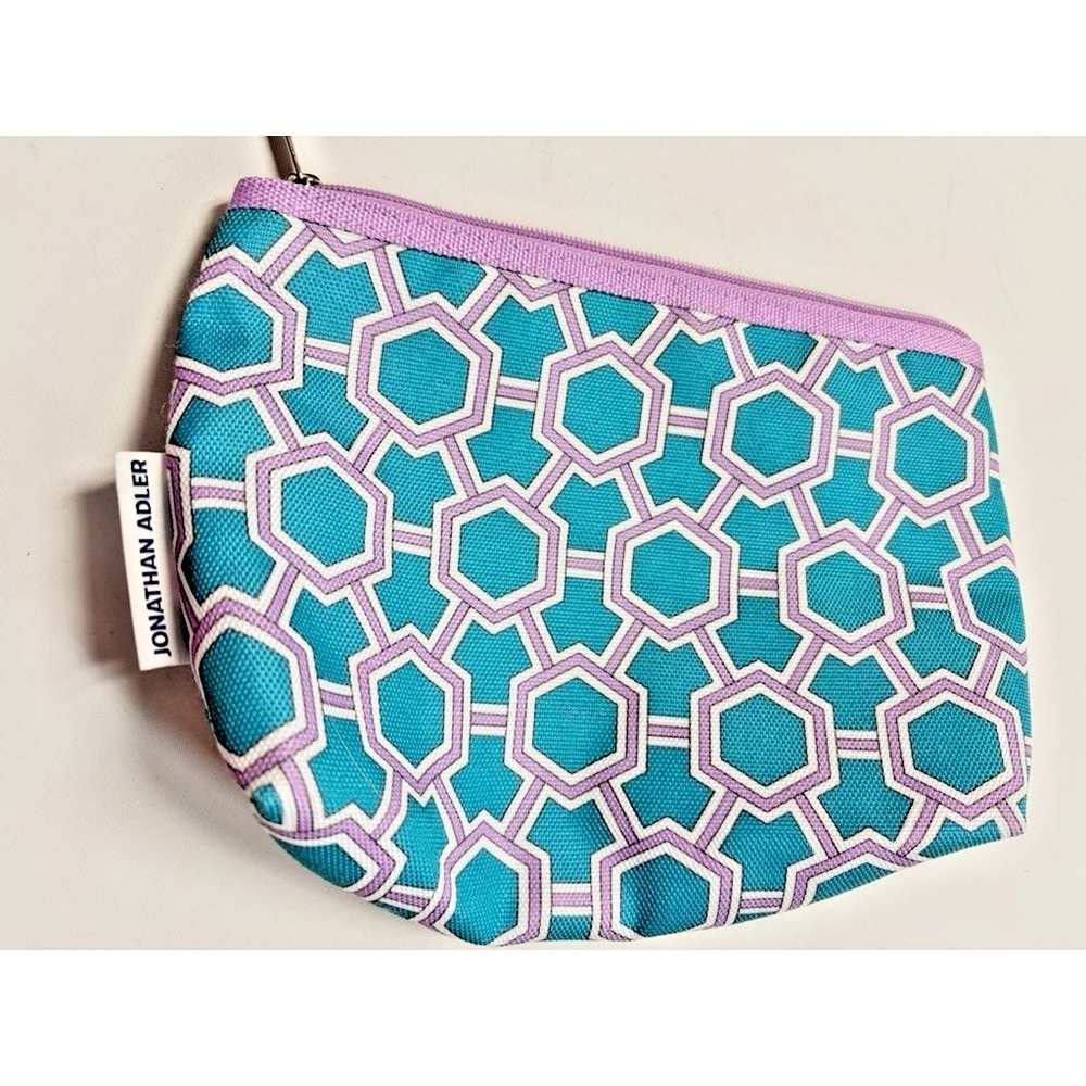 Jonathan Adler for Clinique Make Up Bag Lavender Turquoise Mid Mod Geo Design